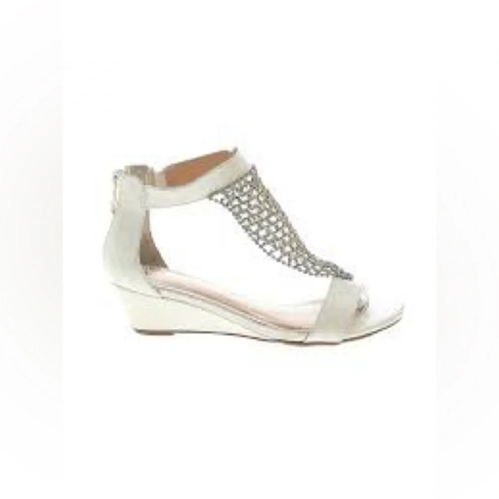 Thalia Sodi Womens Emira Faux Leather Embellished Wedge Sandals.